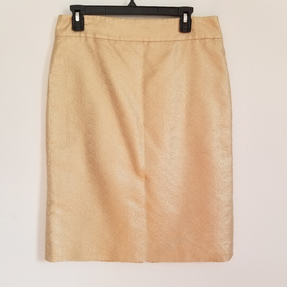 J Crew Metallic Gold Pencil Skirt